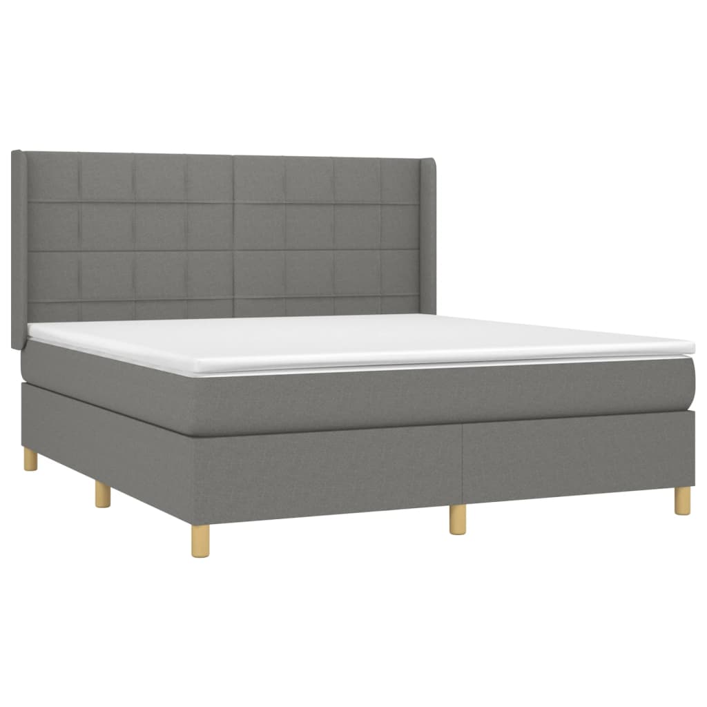 Boxspring met matras en LED stof donkergrijs 160x200 cm is nu te koop bij PeponiXL, paradijselijk wonen!