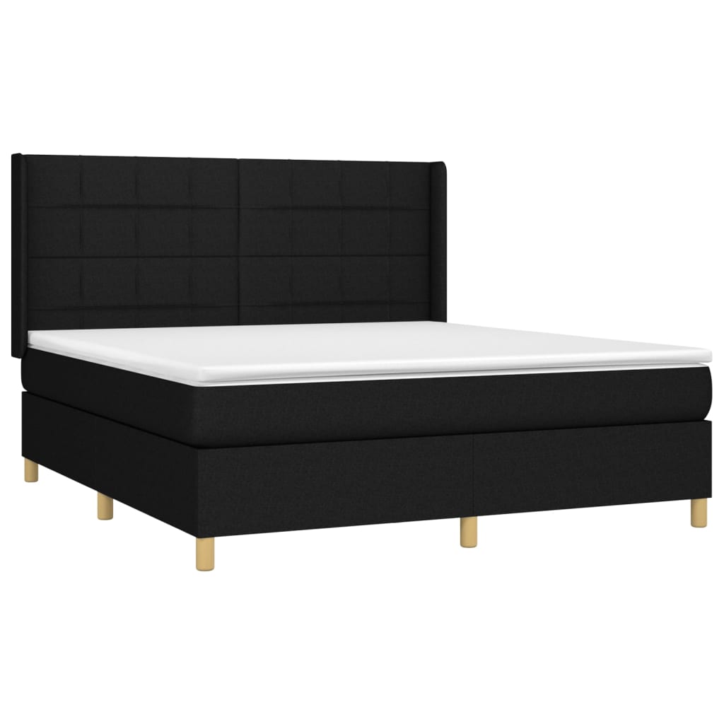 Boxspring met matras en LED stof zwart 160x200 cm is nu te koop bij PeponiXL, paradijselijk wonen!