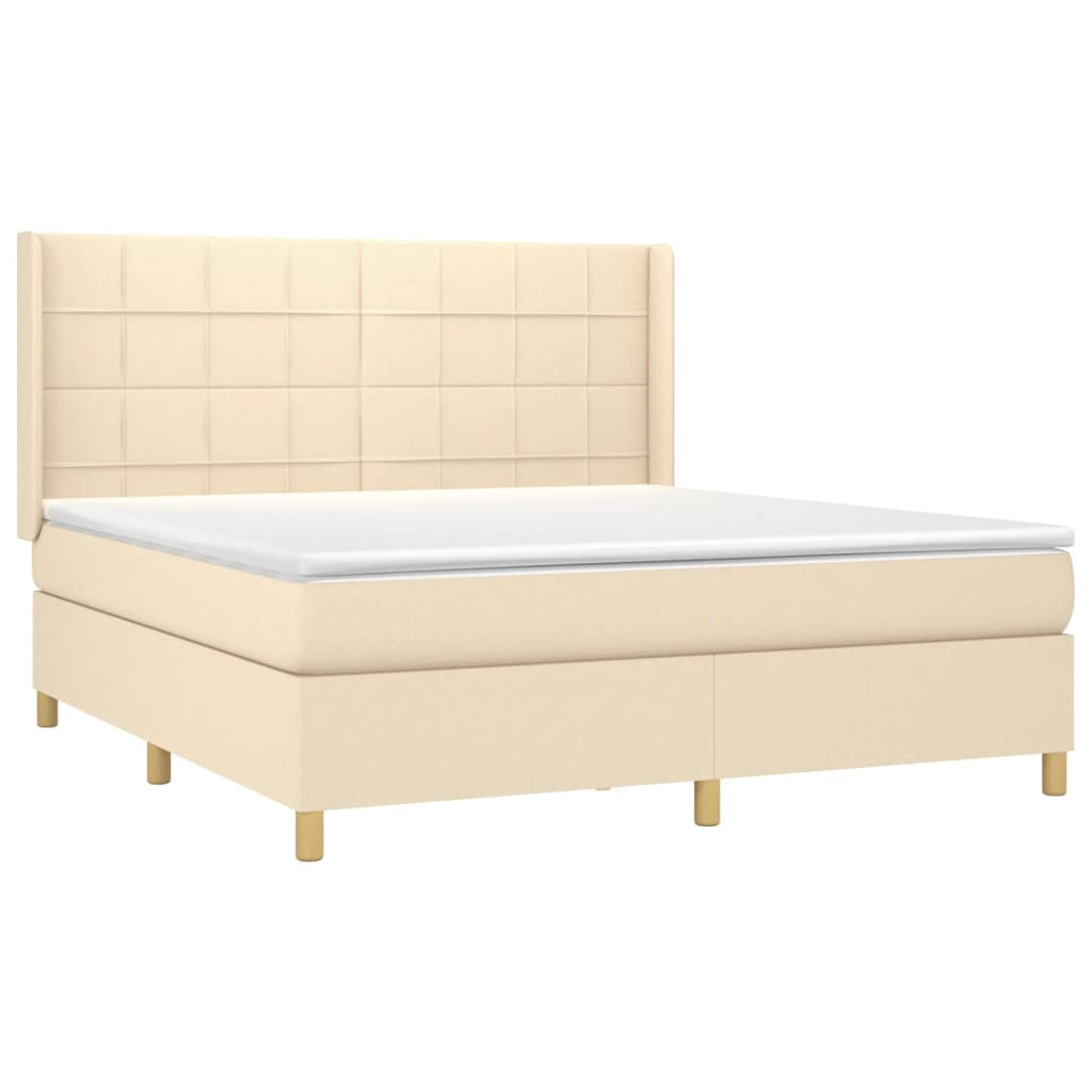 Boxspring met matras en LED stof crèmekleurig 160x200 cm is nu te koop bij PeponiXL, paradijselijk wonen!