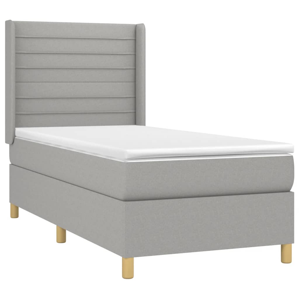 Boxspring met matras en LED stof lichtgrijs 80x200 cm is nu te koop bij PeponiXL, paradijselijk wonen!