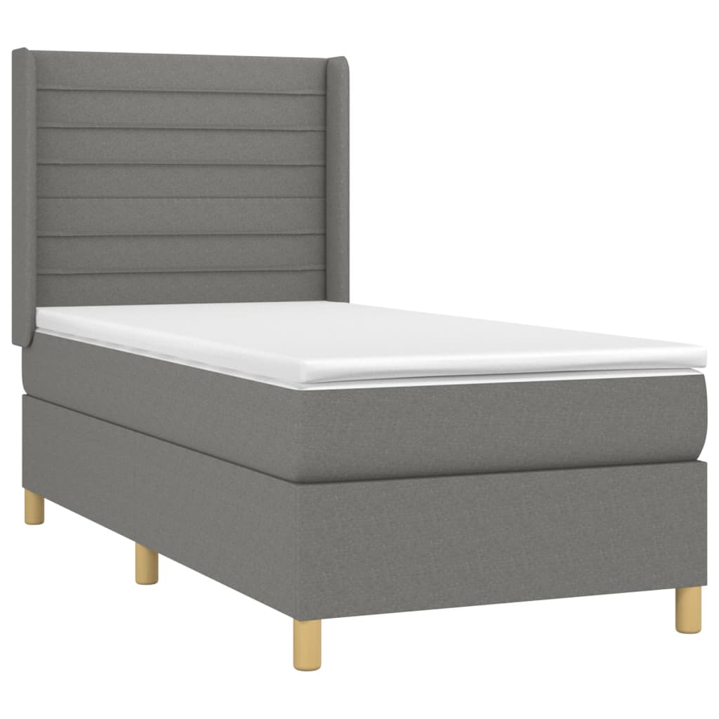 Boxspring met matras en LED stof donkergrijs 90x190 cm is nu te koop bij PeponiXL, paradijselijk wonen!