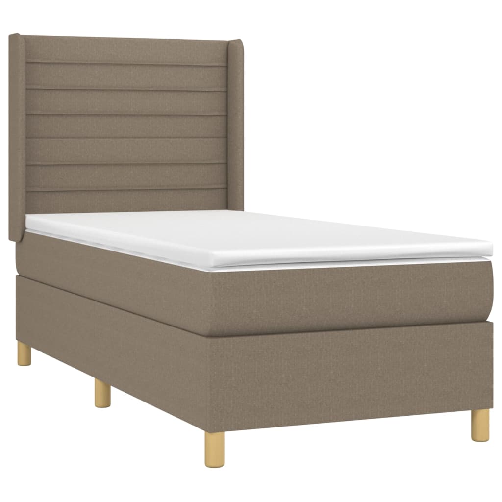 Boxspring met matras en LED stof taupe 80x200 cm is nu te koop bij PeponiXL, paradijselijk wonen!