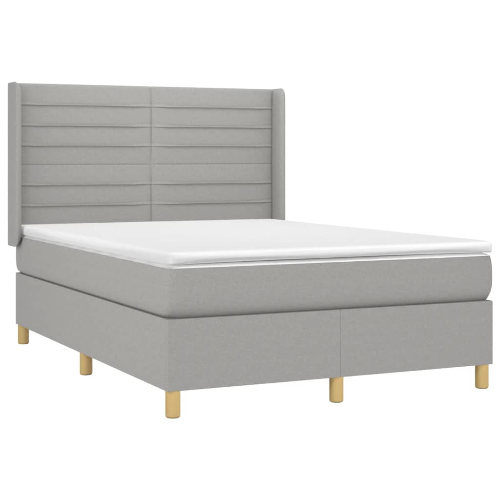 Boxspring met matras en LED stof lichtgrijs 140x190 cm is nu te koop bij PeponiXL, paradijselijk wonen!