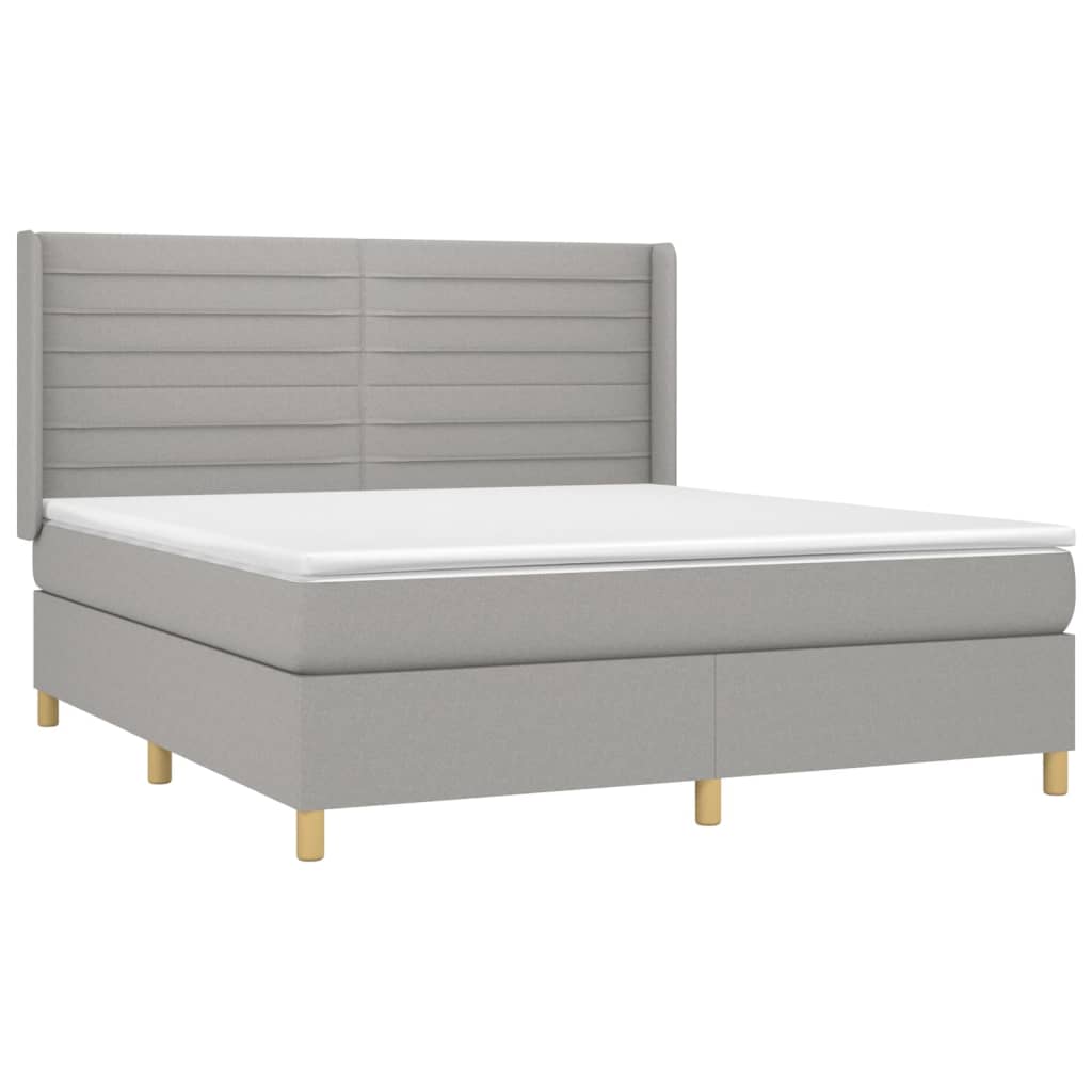 Boxspring met matras en LED stof lichtgrijs 160x200 cm is nu te koop bij PeponiXL, paradijselijk wonen!