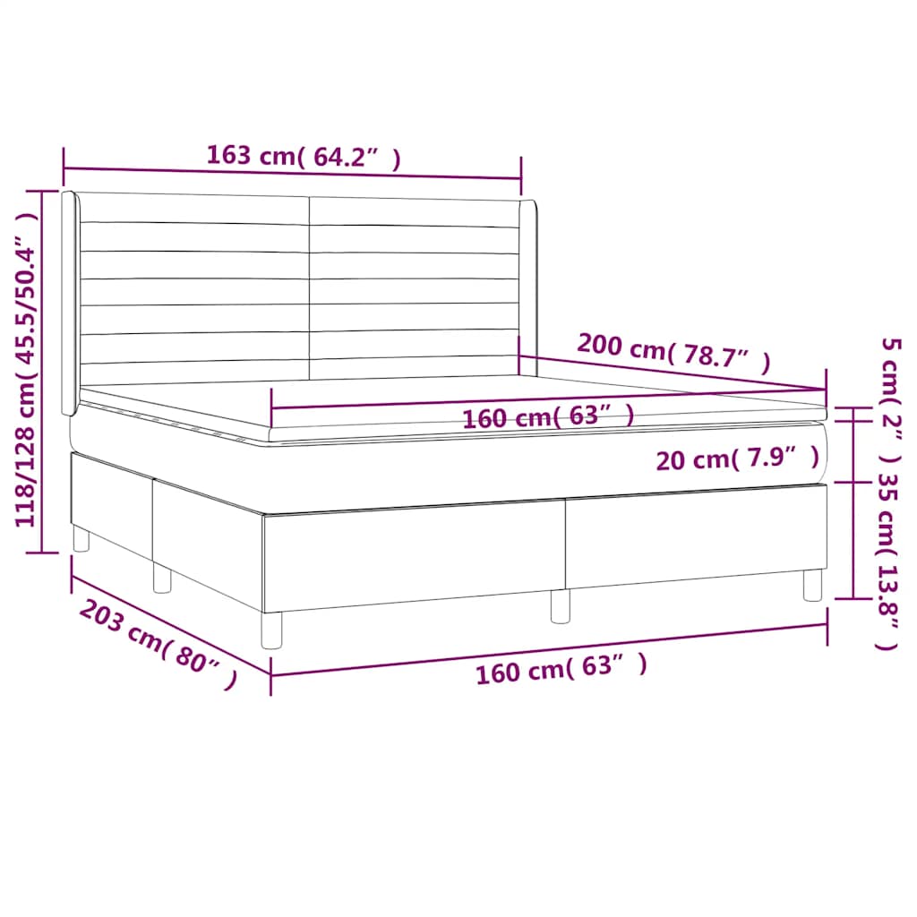 Boxspring met matras en LED stof lichtgrijs 160x200 cm is nu te koop bij PeponiXL, paradijselijk wonen!