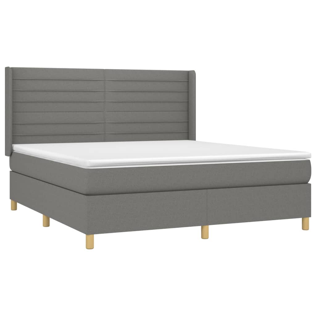 Boxspring met matras en LED stof donkergrijs 180x200 cm is nu te koop bij PeponiXL, paradijselijk wonen!