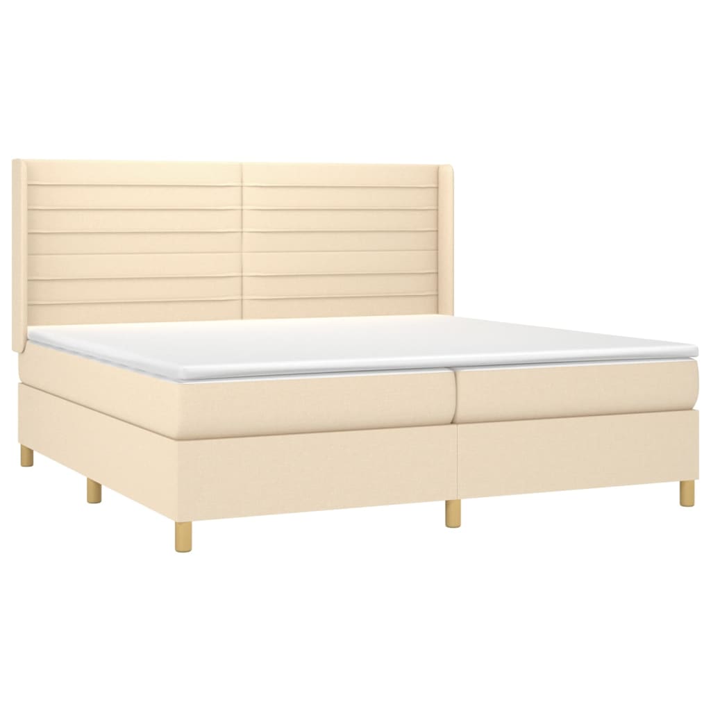 Boxspring met matras en LED stof crèmekleurig 200x200 cm is nu te koop bij PeponiXL, paradijselijk wonen!