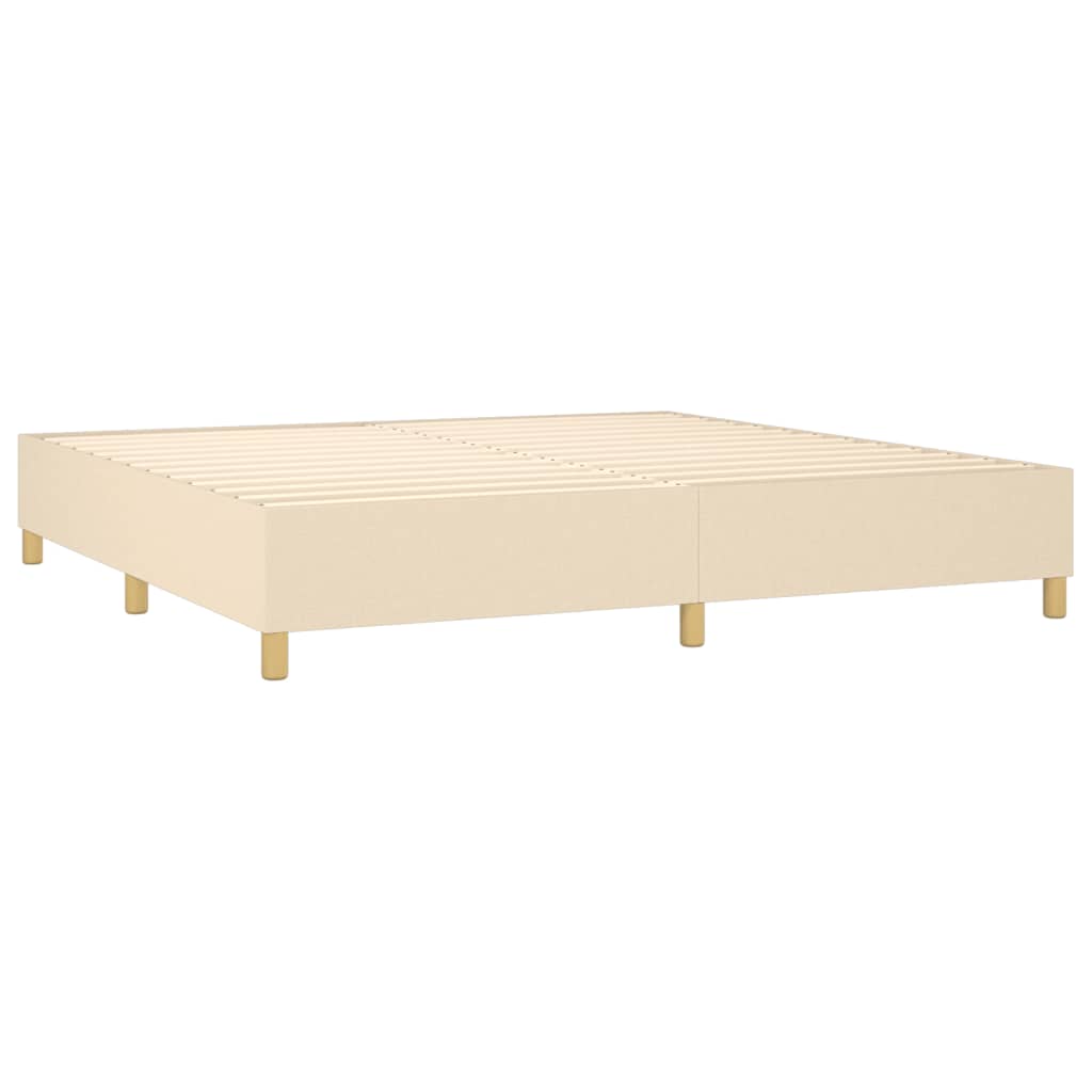 Boxspring met matras en LED stof crèmekleurig 200x200 cm is nu te koop bij PeponiXL, paradijselijk wonen!