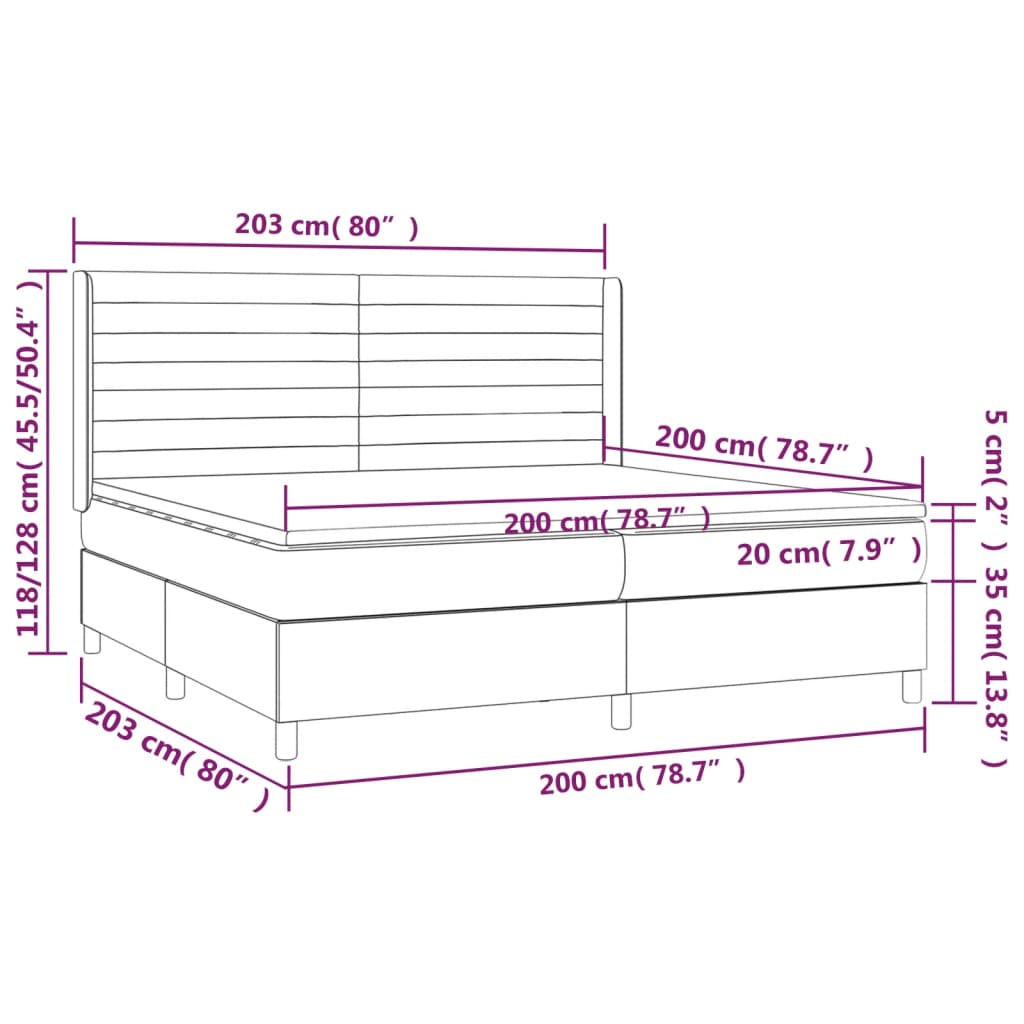 Boxspring met matras en LED stof crèmekleurig 200x200 cm is nu te koop bij PeponiXL, paradijselijk wonen!