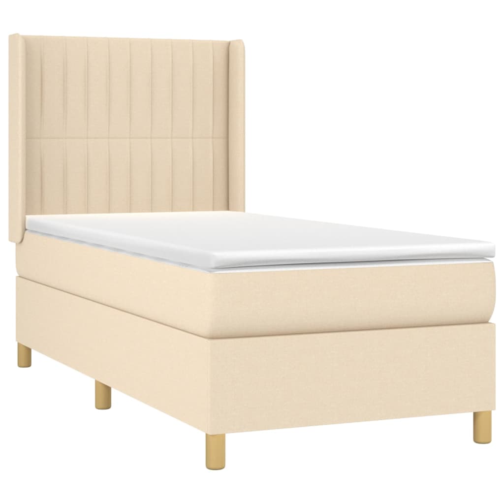 Boxspring met matras en LED stof crèmekleurig 90x190 cm is nu te koop bij PeponiXL, paradijselijk wonen!