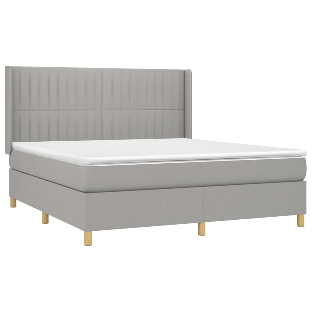 Boxspring met matras en LED stof lichtgrijs 160x200 cm is nu te koop bij PeponiXL, paradijselijk wonen!