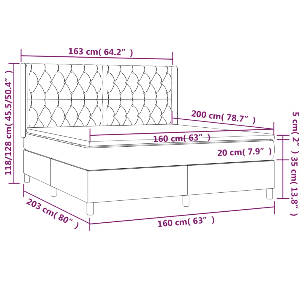 Boxspring met matras en LED stof zwart 160x200 cm is nu te koop bij PeponiXL, paradijselijk wonen!