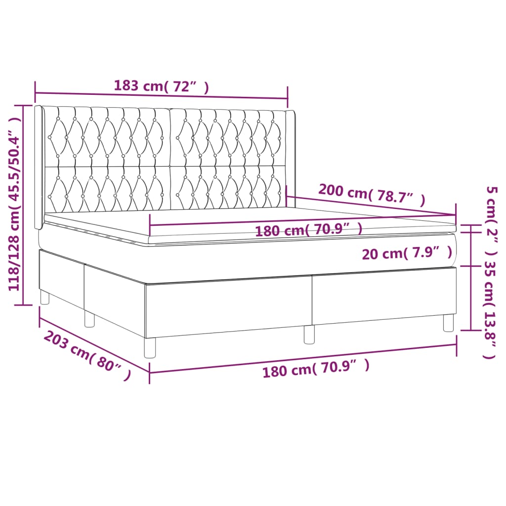 Boxspring met matras en LED stof donkergrijs 180x200 cm is nu te koop bij PeponiXL, paradijselijk wonen!