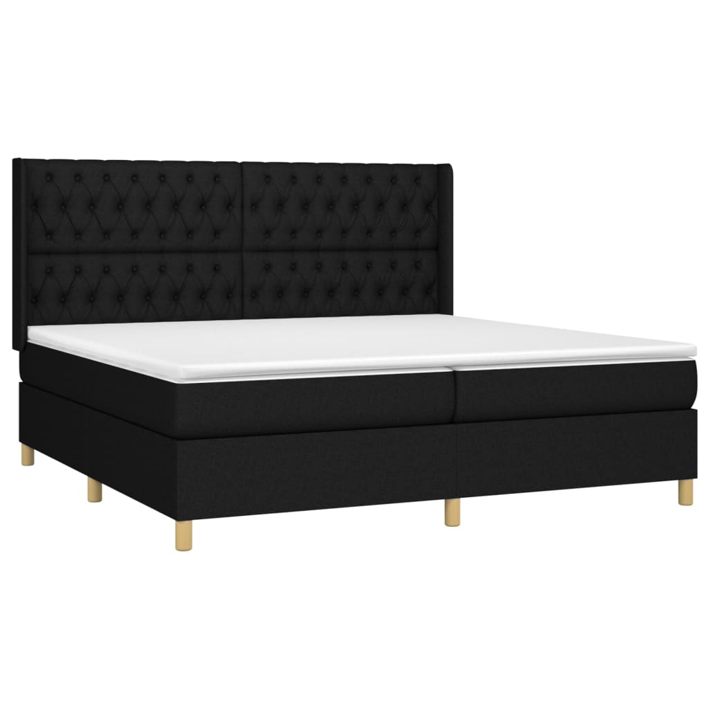 Boxspring met matras en LED stof zwart 200x200 cm is nu te koop bij PeponiXL, paradijselijk wonen!