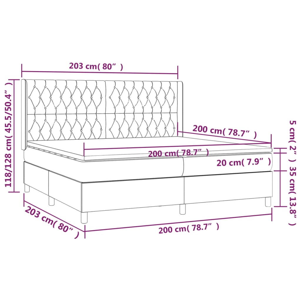 Boxspring met matras en LED stof zwart 200x200 cm is nu te koop bij PeponiXL, paradijselijk wonen!