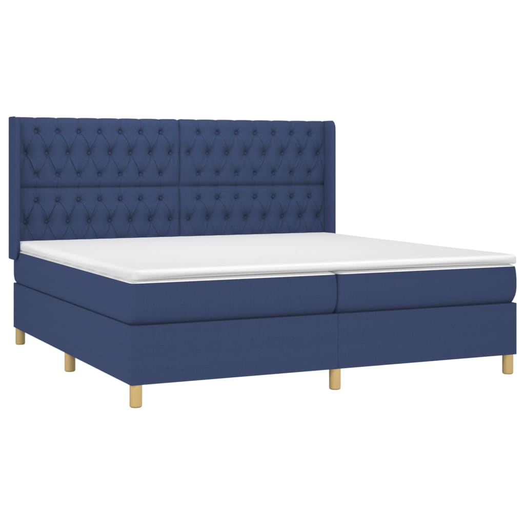 Boxspring met matras en LED stof blauw 200x200 cm is nu te koop bij PeponiXL, paradijselijk wonen!