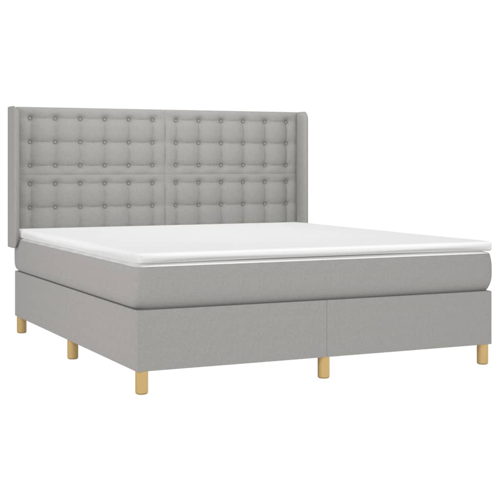 Boxspring met matras en LED stof lichtgrijs 160x200 cm is nu te koop bij PeponiXL, paradijselijk wonen!