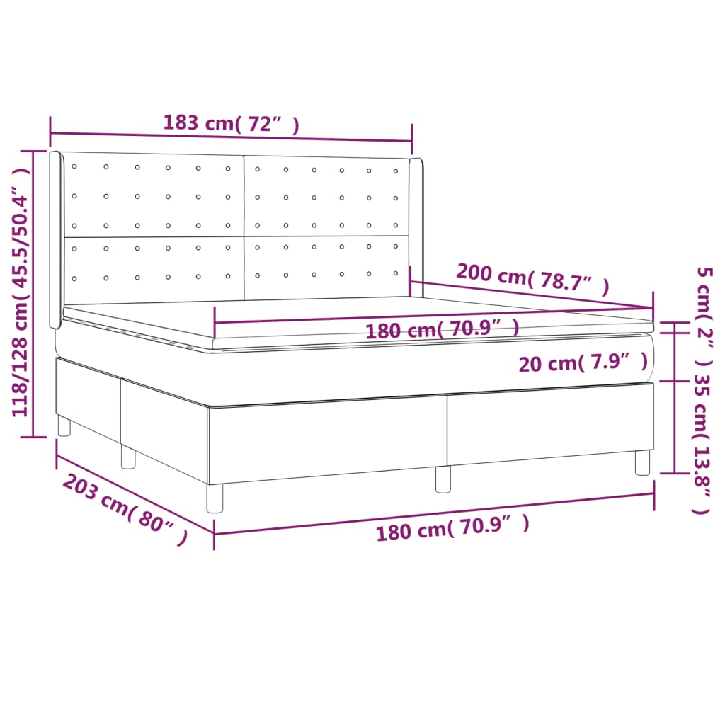 Boxspring met matras en LED stof donkergrijs 180x200 cm is nu te koop bij PeponiXL, paradijselijk wonen!