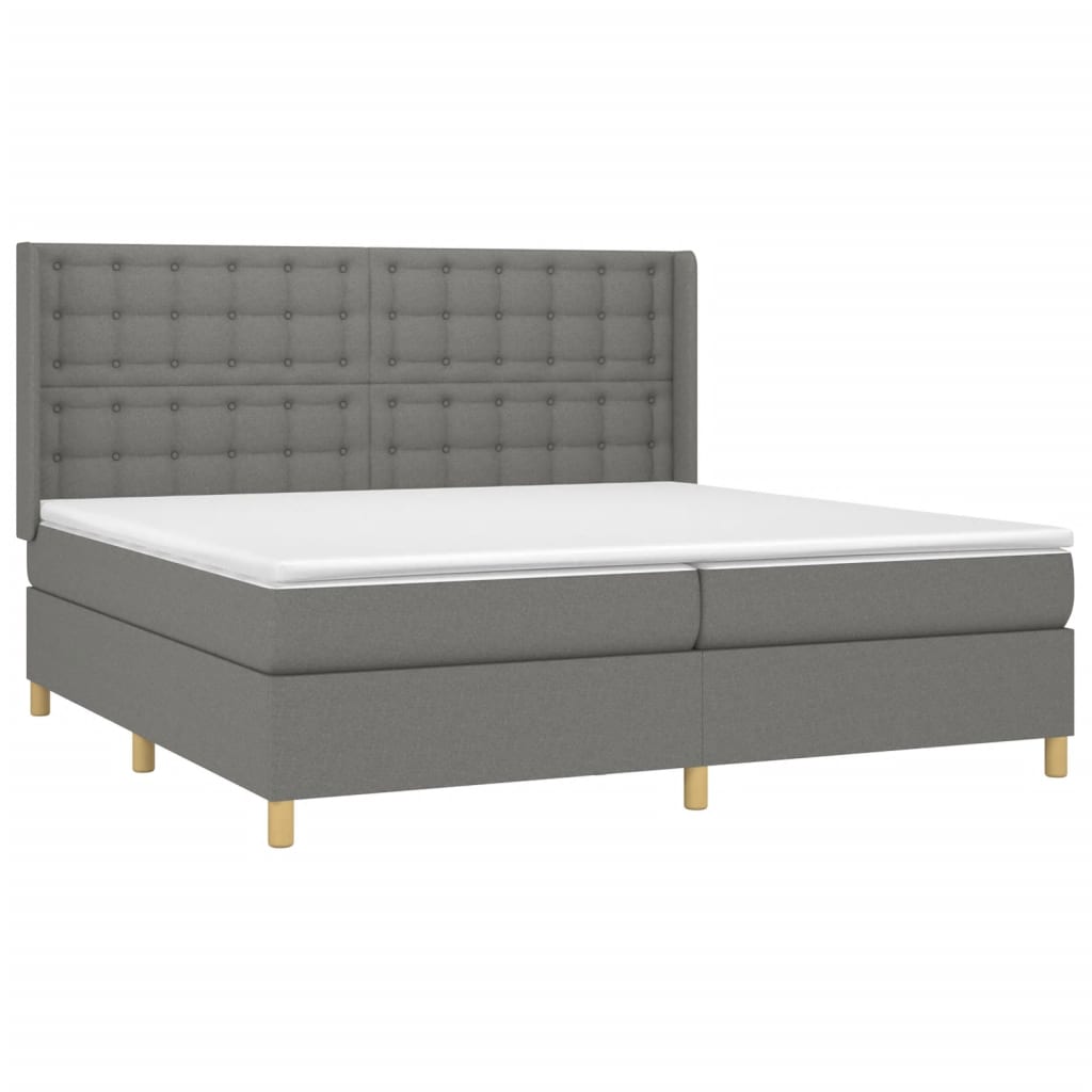 Boxspring met matras en LED stof donkergrijs 200x200 cm is nu te koop bij PeponiXL, paradijselijk wonen!