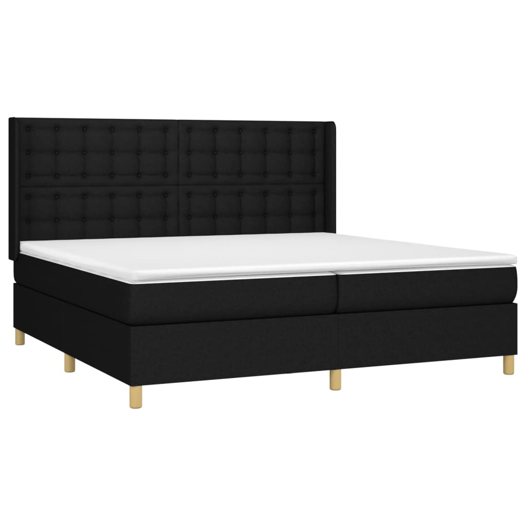Boxspring met matras en LED stof zwart 200x200 cm is nu te koop bij PeponiXL, paradijselijk wonen!