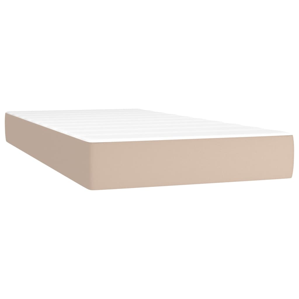 Boxspring met matras en LED kunstleer cappuccinokleur 90x200 cm is nu te koop bij PeponiXL, paradijselijk wonen!