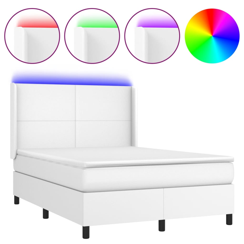 Boxspring met matras en LED kunstleer zwart 140x190 cm is nu te koop bij PeponiXL, paradijselijk wonen!