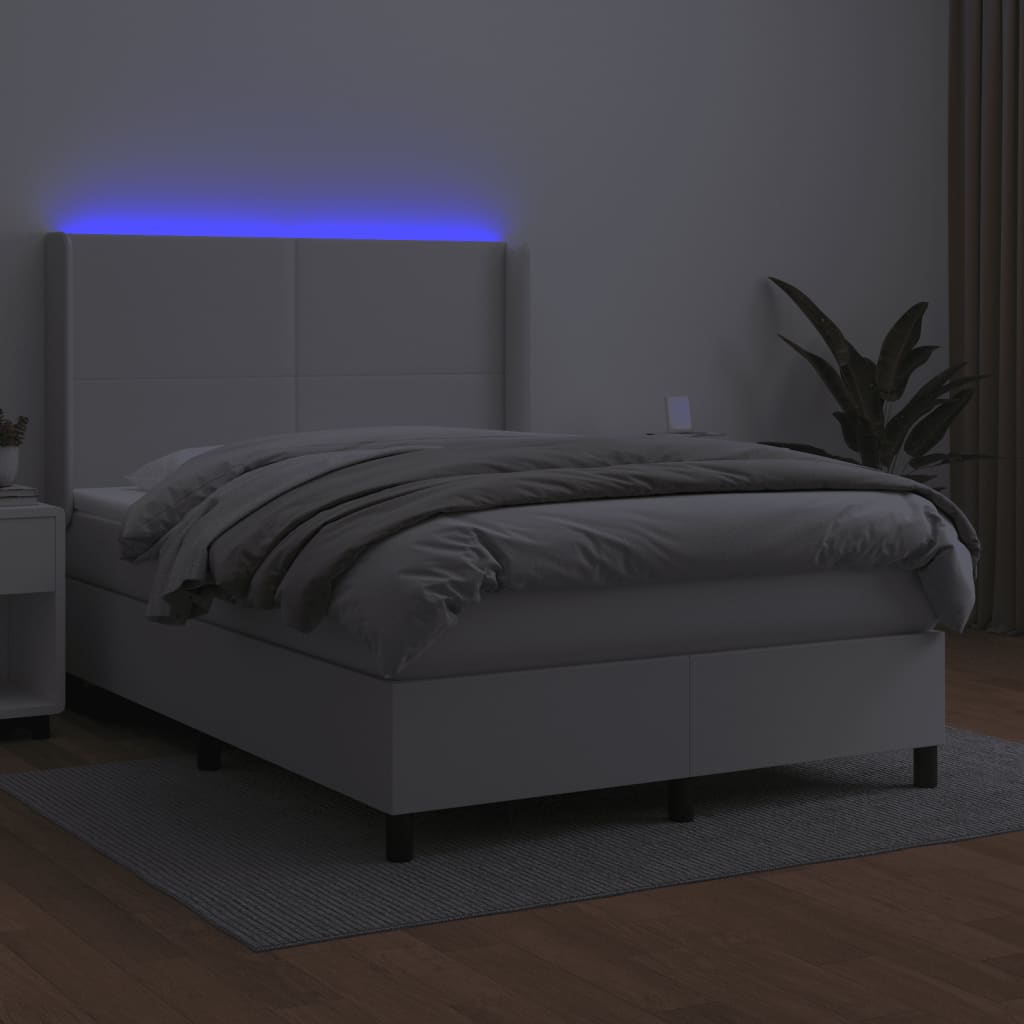 Boxspring met matras en LED kunstleer zwart 140x190 cm is nu te koop bij PeponiXL, paradijselijk wonen!