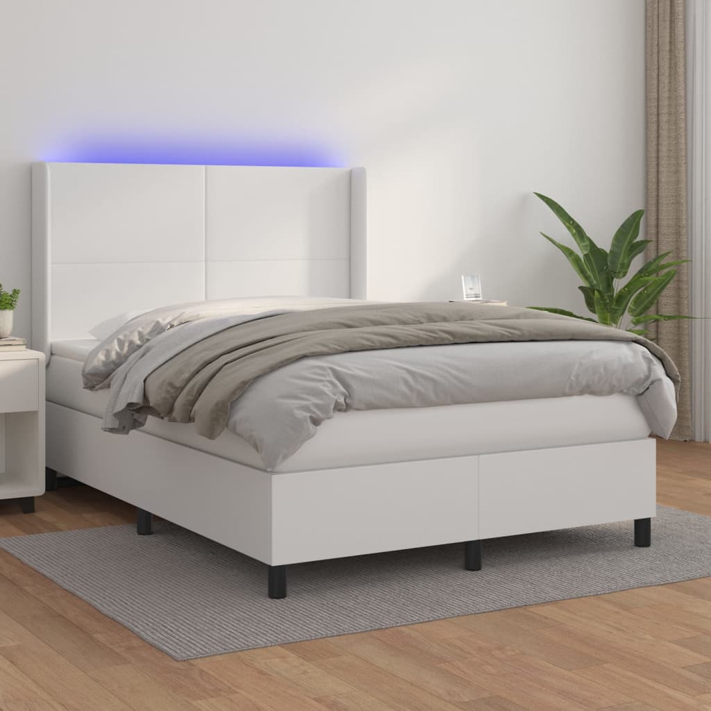 Boxspring met matras en LED kunstleer zwart 140x190 cm is nu te koop bij PeponiXL, paradijselijk wonen!