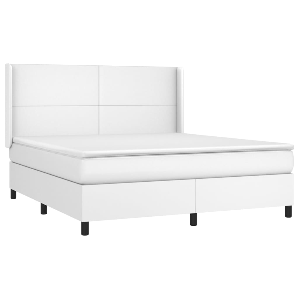 Boxspring met matras en LED kunstleer wit 160x200 cm is nu te koop bij PeponiXL, paradijselijk wonen!