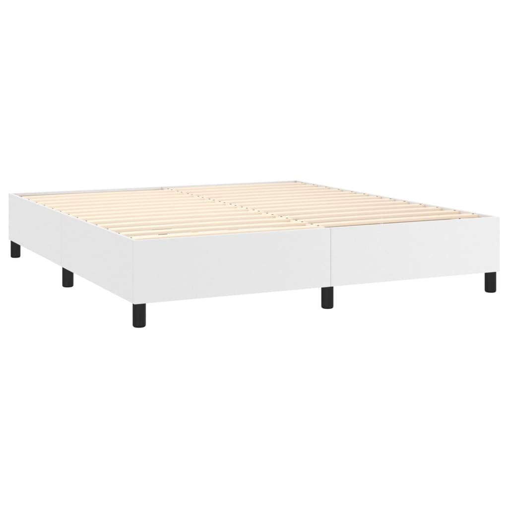 Boxspring met matras en LED kunstleer wit 160x200 cm is nu te koop bij PeponiXL, paradijselijk wonen!