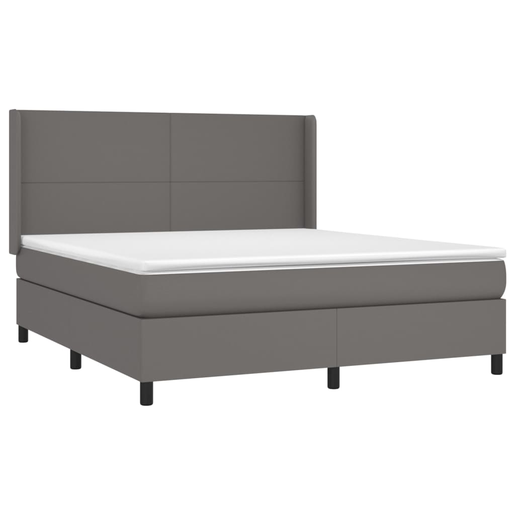 Boxspring met matras en LED kunstleer grijs 160x200 cm is nu te koop bij PeponiXL, paradijselijk wonen!