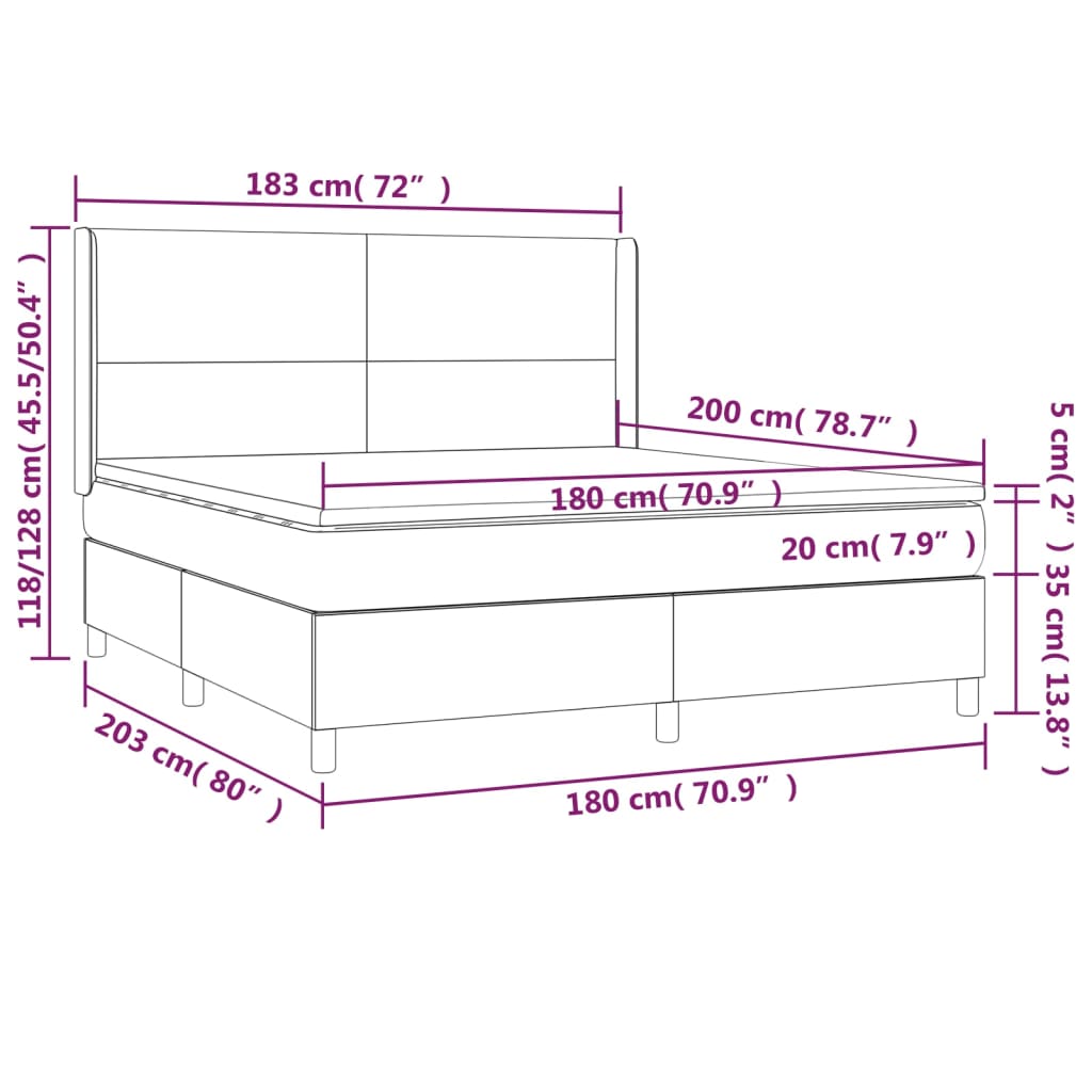 Boxspring met matras en LED kunstleer grijs 180x200 cm is nu te koop bij PeponiXL, paradijselijk wonen!