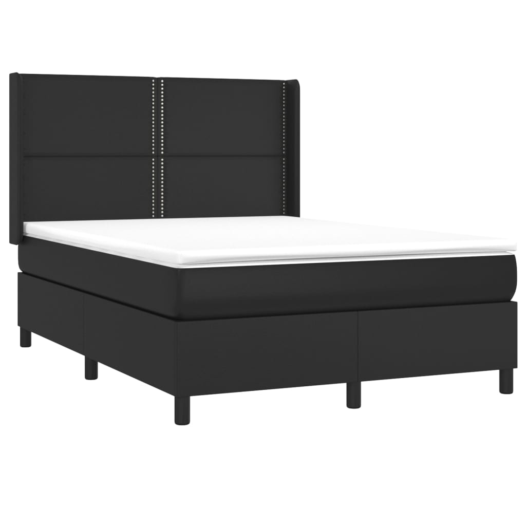 Boxspring met matras en LED kunstleer zwart 140x200 cm is nu te koop bij PeponiXL, paradijselijk wonen!