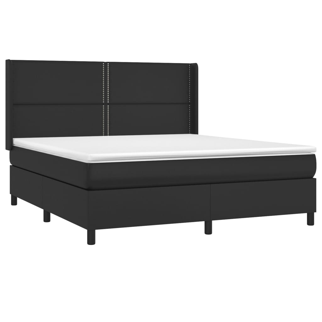 Boxspring met matras en LED kunstleer zwart 180x200 cm is nu te koop bij PeponiXL, paradijselijk wonen!