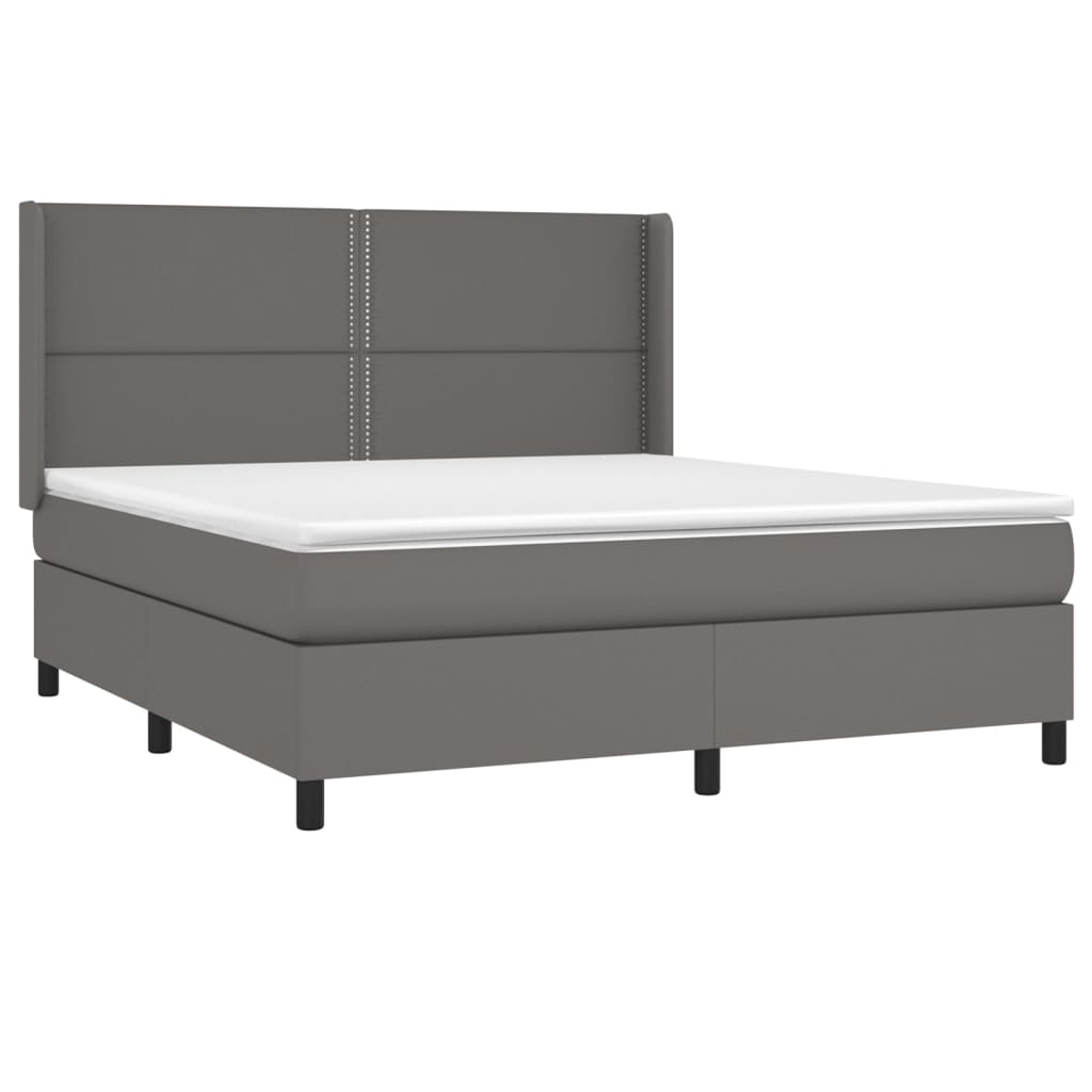 Boxspring met matras en LED kunstleer grijs 180x200 cm is nu te koop bij PeponiXL, paradijselijk wonen!