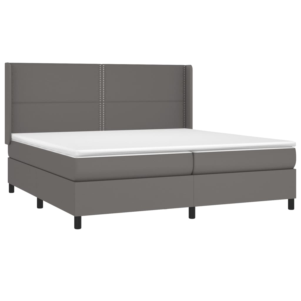 Boxspring met matras en LED kunstleer grijs 200x200 cm is nu te koop bij PeponiXL, paradijselijk wonen!