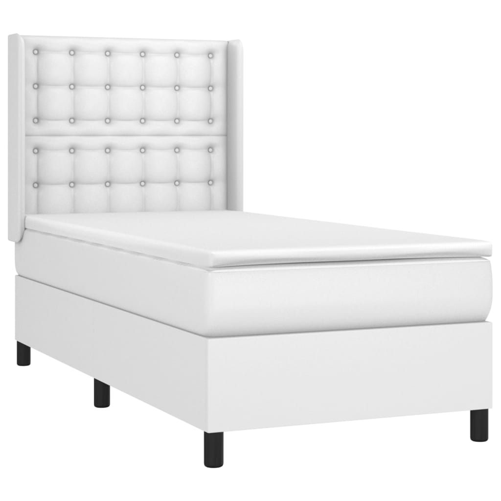 Boxspring met matras en LED kunstleer wit 80x200 cm is nu te koop bij PeponiXL, paradijselijk wonen!