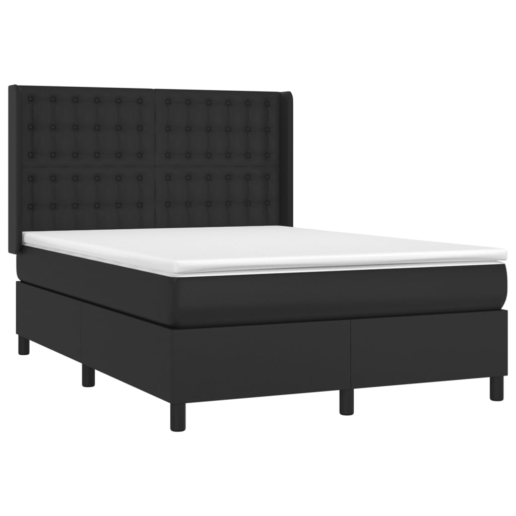 Boxspring met matras en LED kunstleer zwart 140x190 cm is nu te koop bij PeponiXL, paradijselijk wonen!