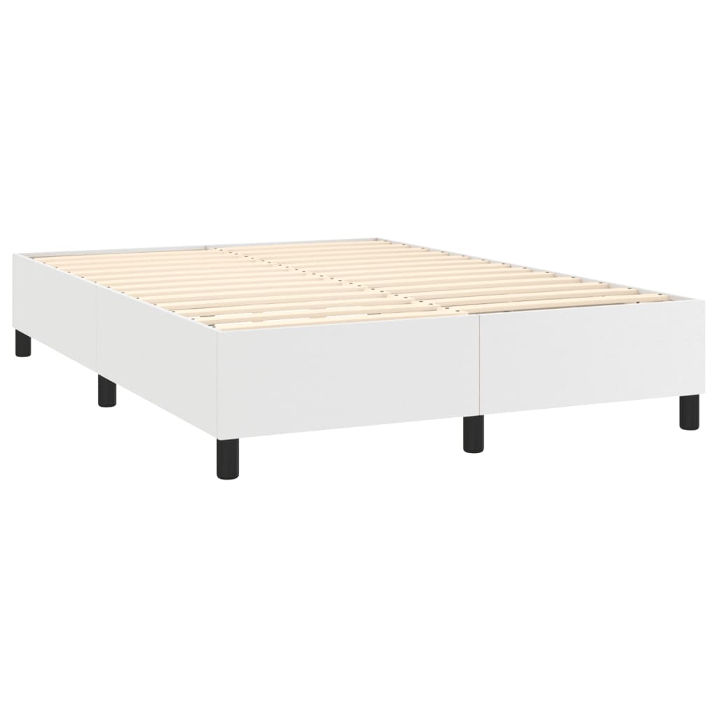 Boxspring met matras en LED kunstleer wit 140x200 cm is nu te koop bij PeponiXL, paradijselijk wonen!