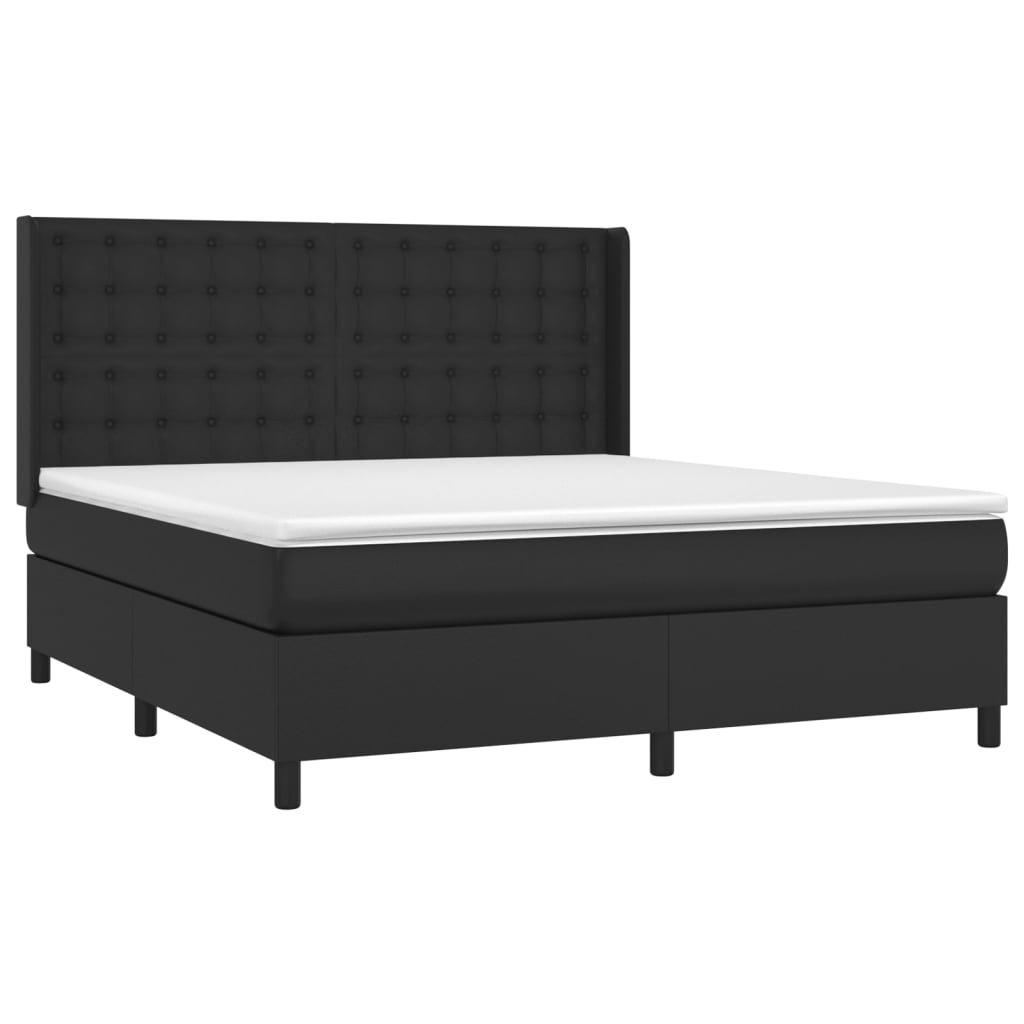Boxspring met matras en LED kunstleer zwart 180x200 cm is nu te koop bij PeponiXL, paradijselijk wonen!
