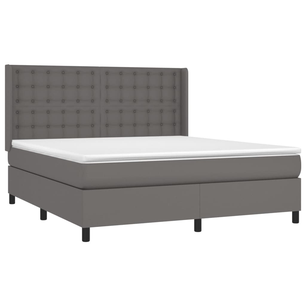 Boxspring met matras en LED kunstleer grijs 180x200 cm is nu te koop bij PeponiXL, paradijselijk wonen!