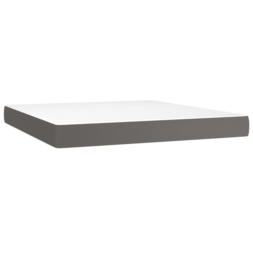 Boxspring met matras en LED kunstleer grijs 180x200 cm is nu te koop bij PeponiXL, paradijselijk wonen!