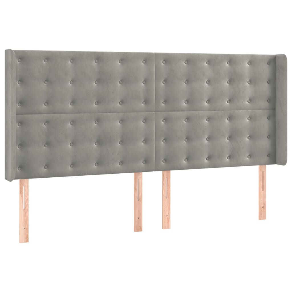 Boxspring met matras en LED fluweel lichtgrijs 160x200 cm is nu te koop bij PeponiXL, paradijselijk wonen!