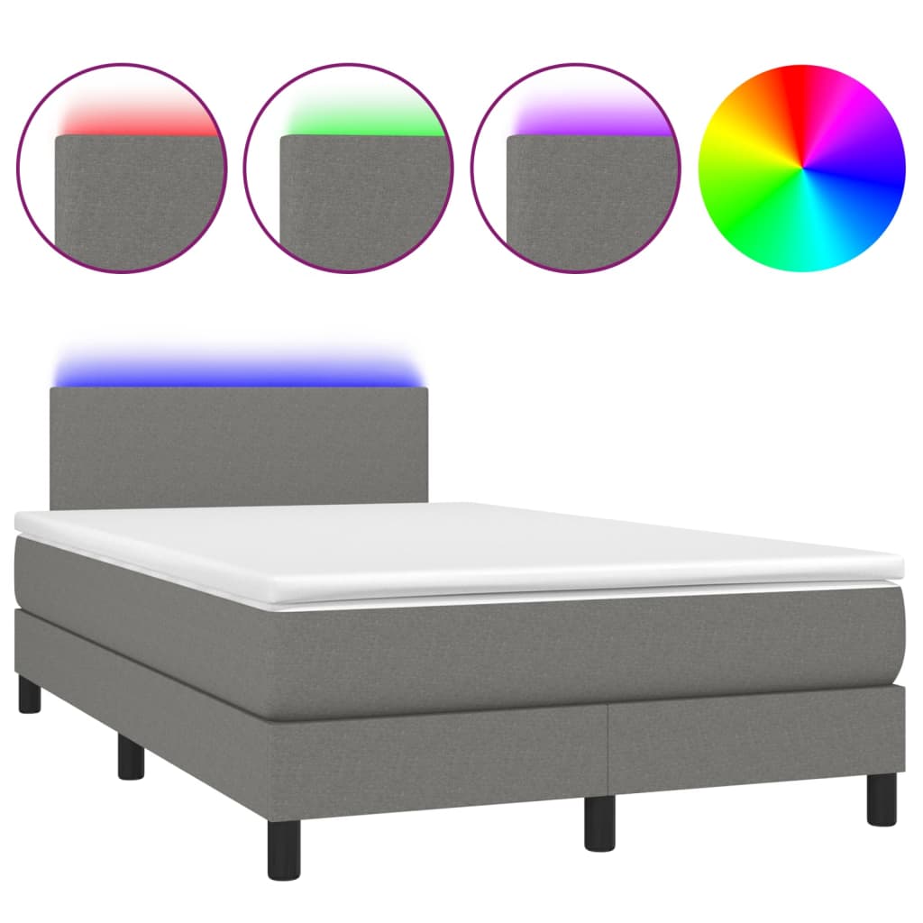 Boxspring met matras en LED stof donkergrijs 120x200 cm is nu te koop bij PeponiXL, paradijselijk wonen!