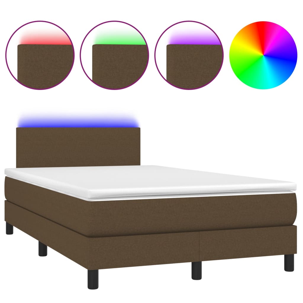 Boxspring met matras en LED stof donkerbruin 120x200 cm is nu te koop bij PeponiXL, paradijselijk wonen!