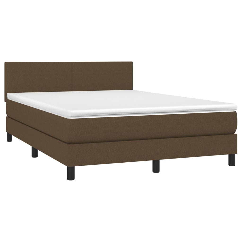 Boxspring met matras en LED stof donkerbruin 140x200 cm is nu te koop bij PeponiXL, paradijselijk wonen!
