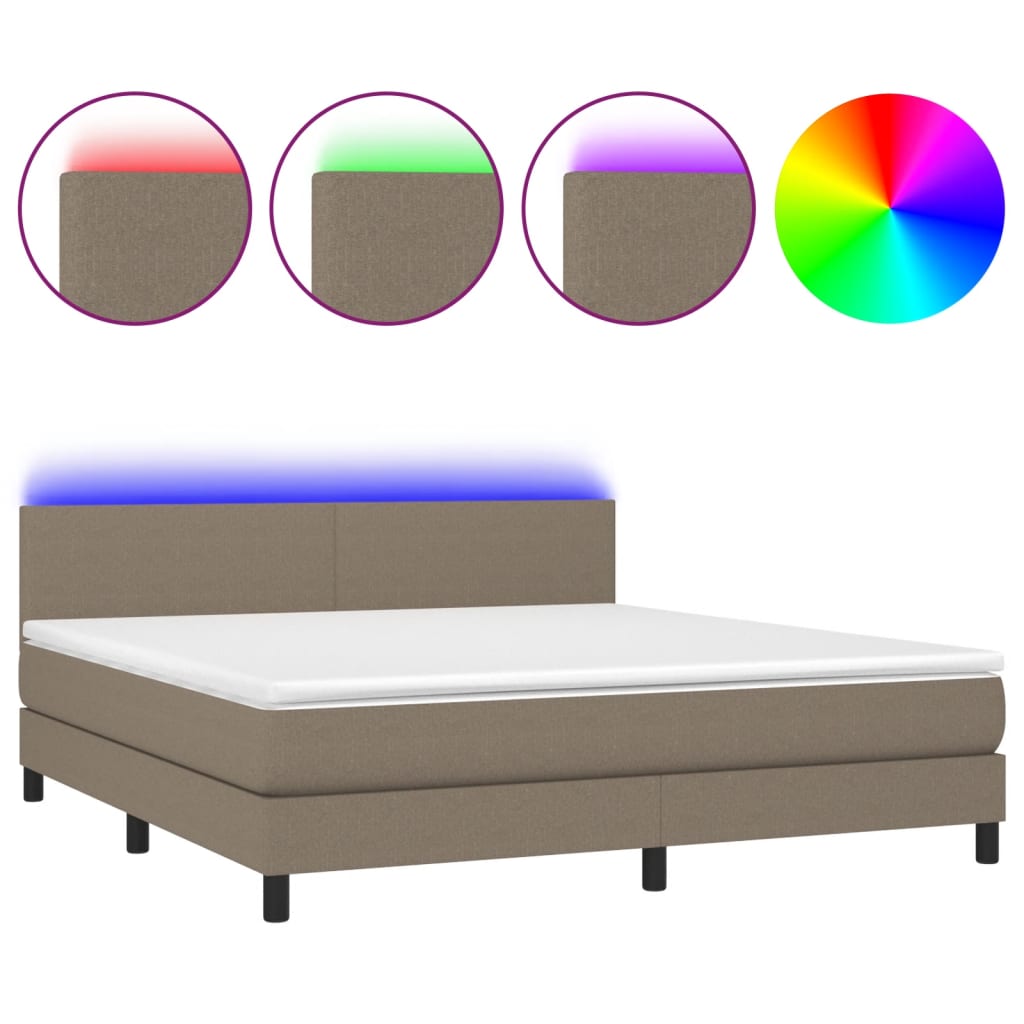 Boxspring met matras en LED stof taupe 180x200 cm is nu te koop bij PeponiXL, paradijselijk wonen!