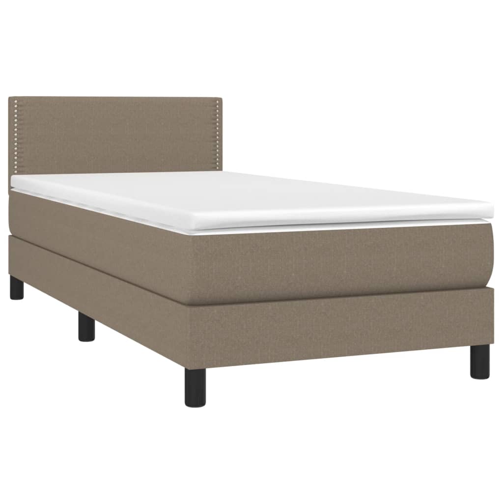 Boxspring met matras en LED stof taupe 90x190 cm is nu te koop bij PeponiXL, paradijselijk wonen!