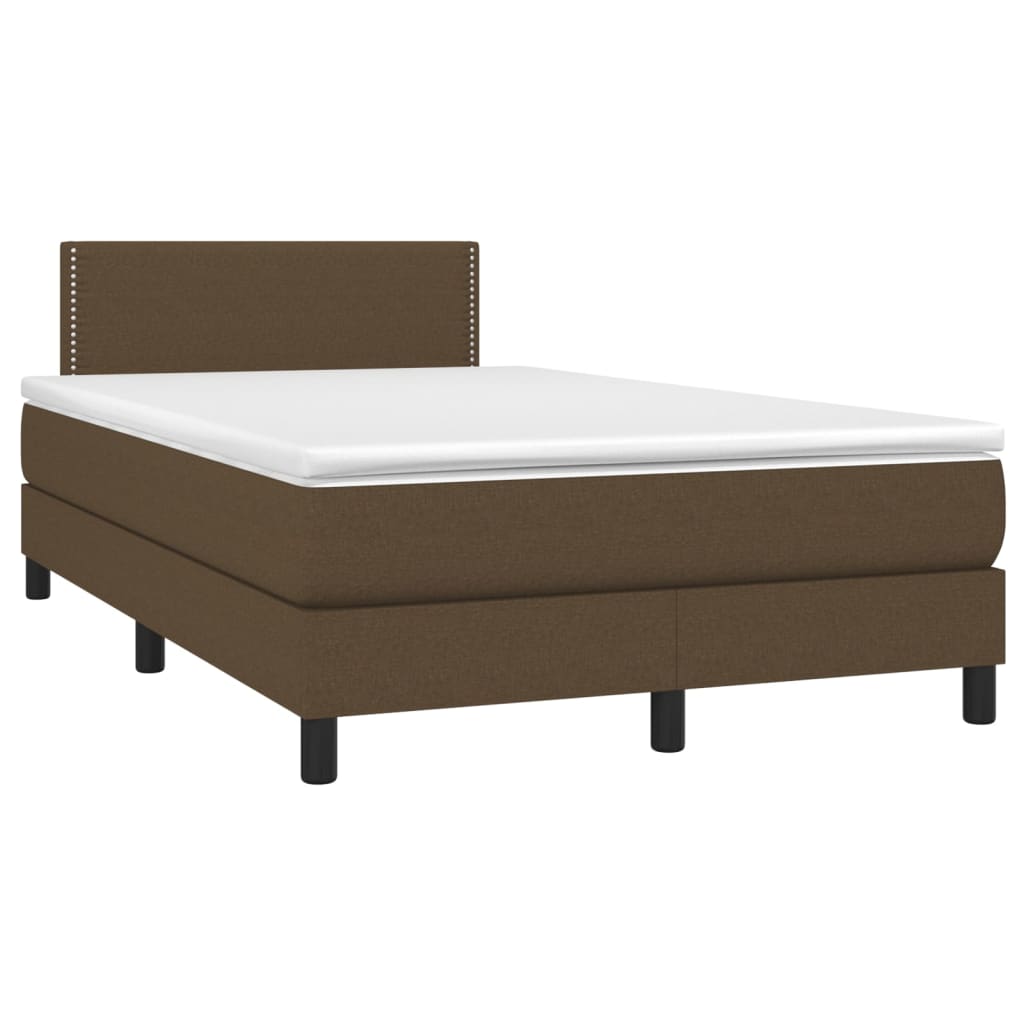 Boxspring met matras en LED stof donkerbruin 120x200 cm is nu te koop bij PeponiXL, paradijselijk wonen!