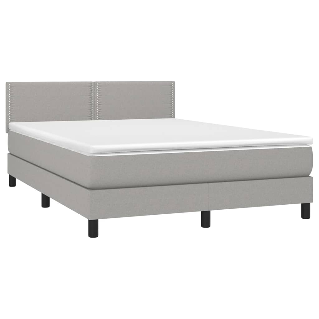 Boxspring met matras en LED stof lichtgrijs 140x190 cm is nu te koop bij PeponiXL, paradijselijk wonen!